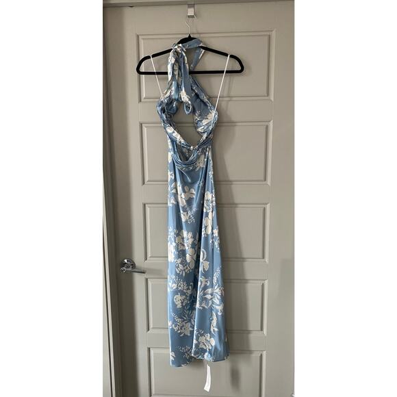 NWT Reformation Vivi Silk Cut-Out Maxi Dress Aliso Blue White Floral Size 2 - Picture 6 of 11